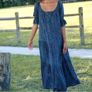 EUC NATURAL LIFE ‘Sienna’ Boho Floral Peasant Maxi Dress Relaxed Fit Sz XS